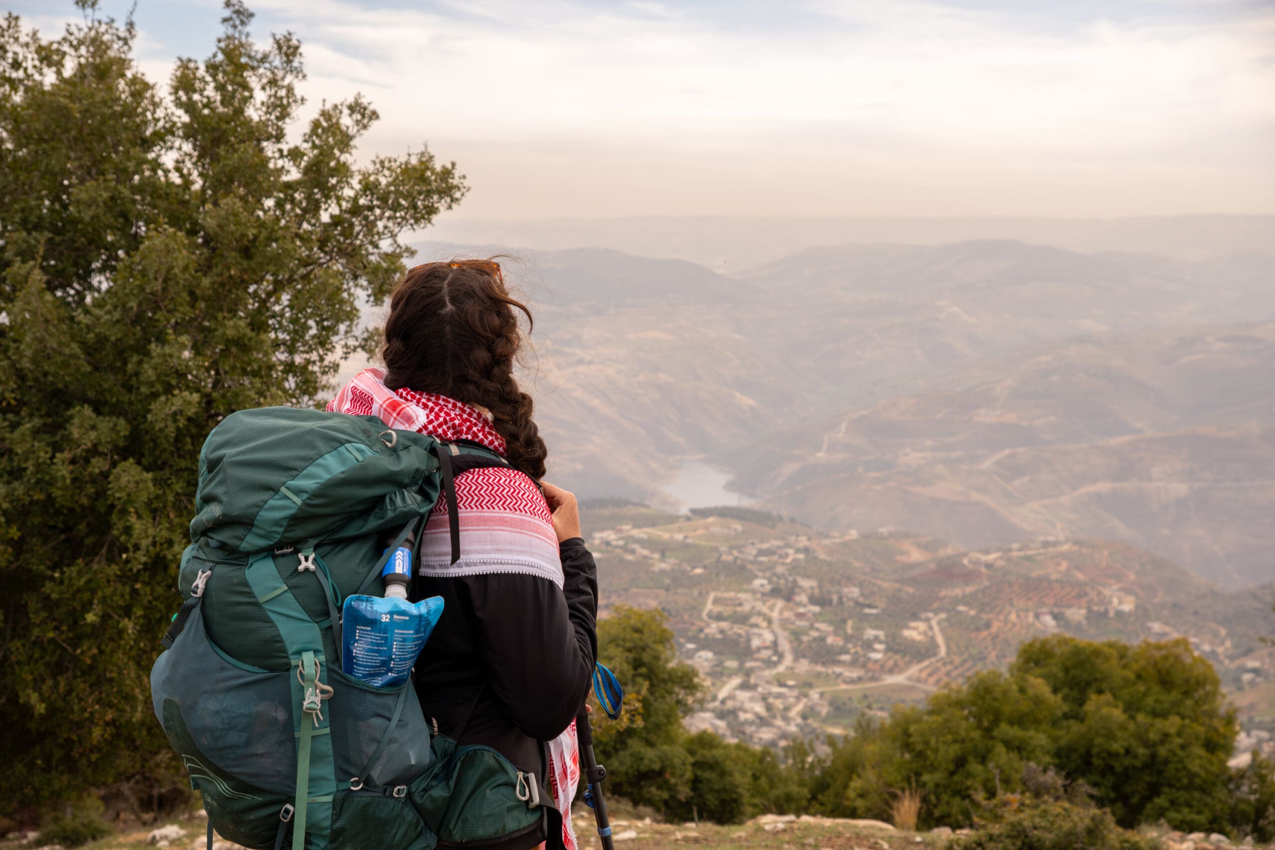 Kiera hiking the northern section of the Jordan Trail with a full pack